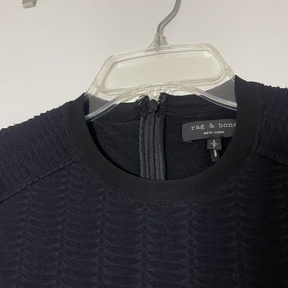 RAG & BONE black cinched ribbed long sleeve stretch bodycon dress size Small - Picture 2 of 5
